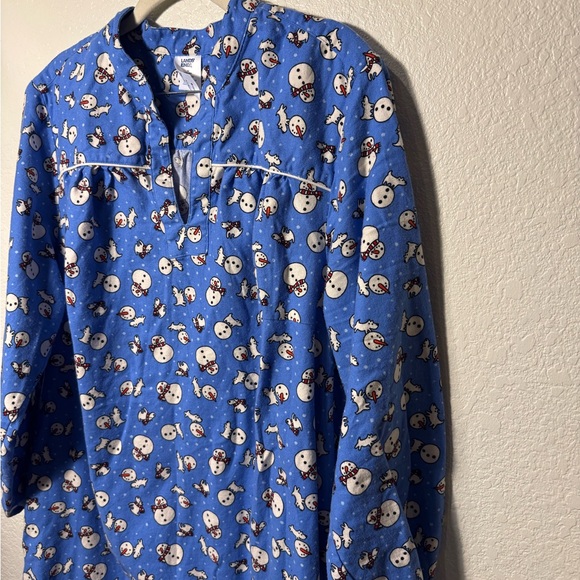 Lands’ End 100% Cotton Flannel Snowman Print Christmas Nightgown House Dress 1X - Picture 3 of 9